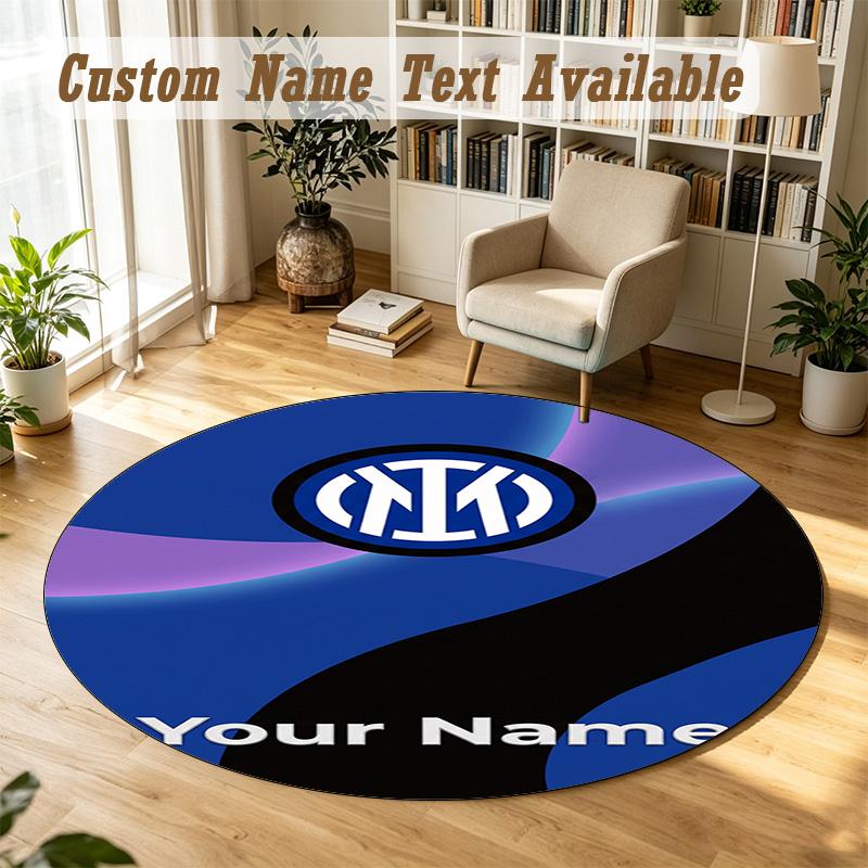 Round Rug Custom NameInter Milan Pattern Non Slip Carpet Home Floor Decor