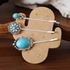 3PCS Bohemian Vacation Style Turquoise Inlaid Women's One Word Clip Seaside Vacation Daily Dressing Side Clip Hair Accessories