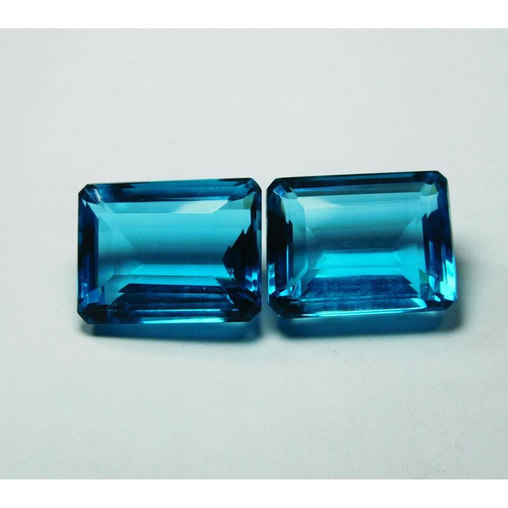 NATURAL Ocean Blue Aquamarine 78 Ct Emerald Cut Loose Gemstones Pair