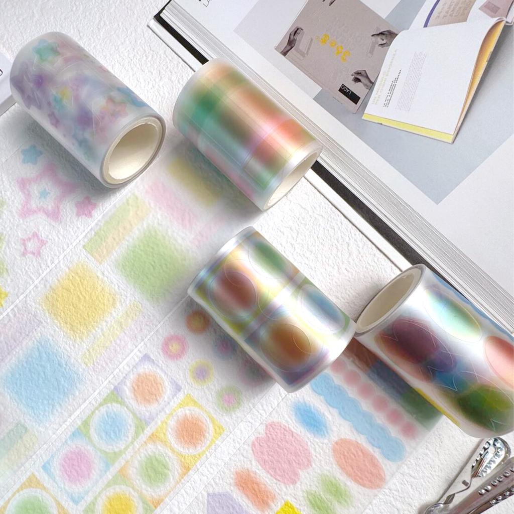 60mm * 2m Geometric Circle Semi Transparent PET Die Cut Sticker DIY Diary Scrapbook Basic Decoration Handmade Aesthetic Supplies