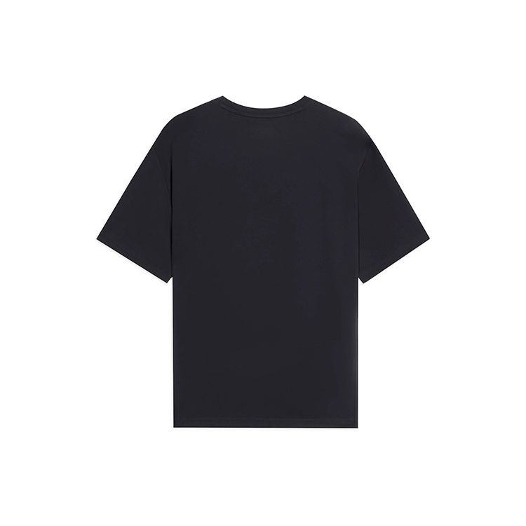 Li-Ning Wade Series Solid Color Letter Print Crew Neck T-Shirt Men Tops Black AHSS809-1