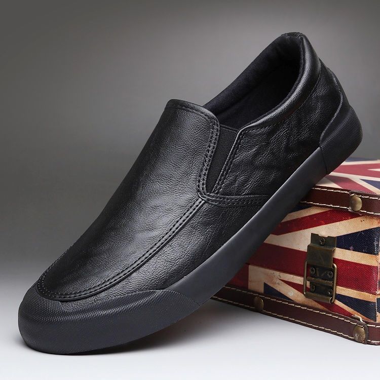 2025 new men's shoes winter trendy shoes one-pedal leather shoes men's business casual shoes velvet thermal cotton shoes men's