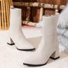 Women High-heeled Boots Temperament Pointed Leather Boots Fashion High Heels Ankle Boot Slim Fit Elastic Socks Boots Botas Mujer