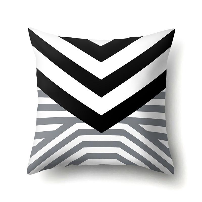 Polyester Pillowcase Black and White Printed Pillowcase Waist Cushion Cover Geometric Cushion Head Cushion Cover