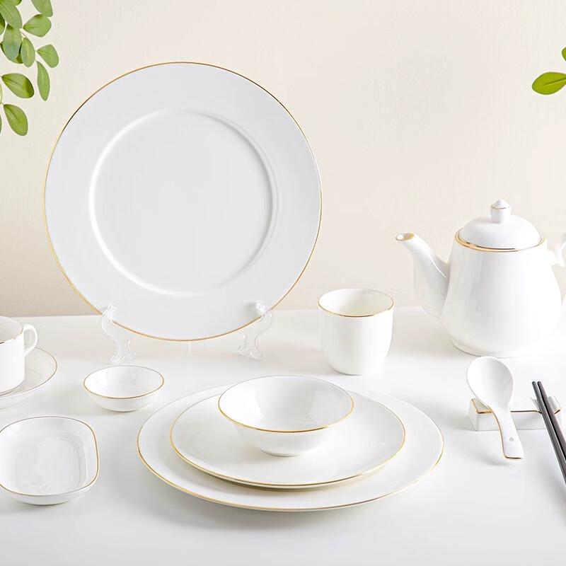 Nieuwe Chinese Stijl Gouden Rand Keramisch Servies Set