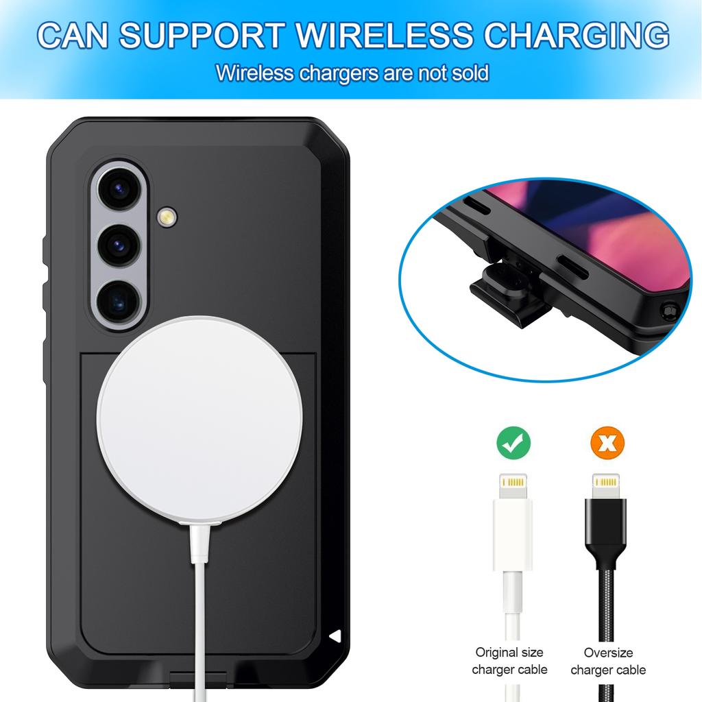 Pour Samsung Galaxy S24+ Coque Silicone+Métal Anti-chute Housse de Téléphone avec Film en Verre Trempé