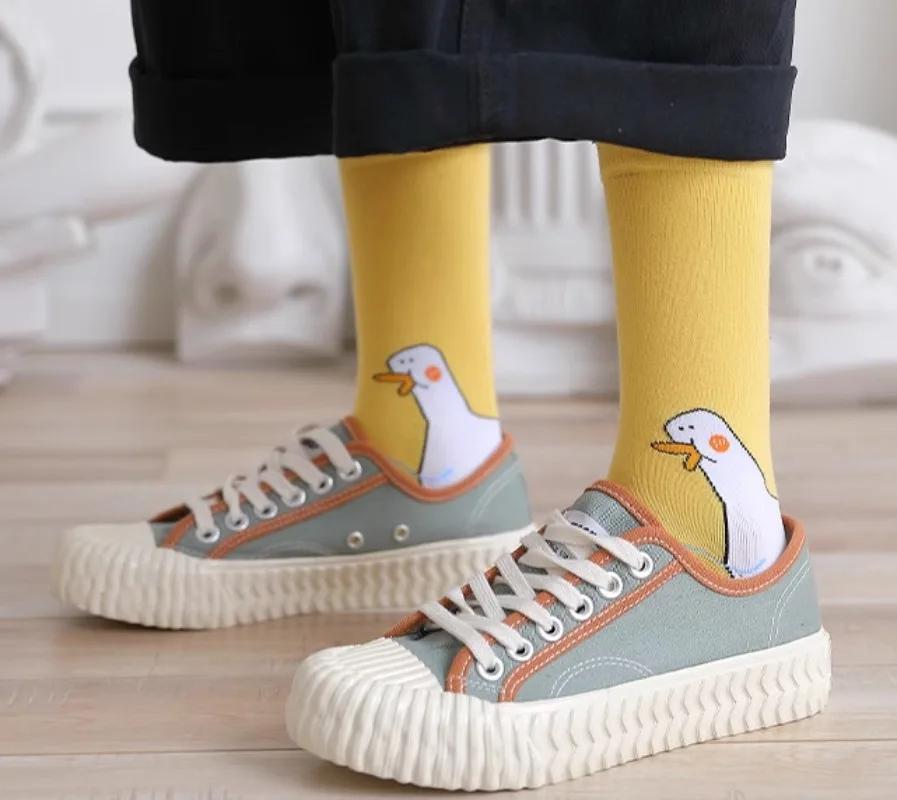 Goose Head Socks For Casual And Sporty Women, With A Playful And Scheming Midsole. Hip Hop Duck Duck Versatile And Fashionable Socks