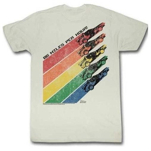 Back to The Future Rainbow Delorean Adult Unisex T-Shirt 88 MPH - New 2XL