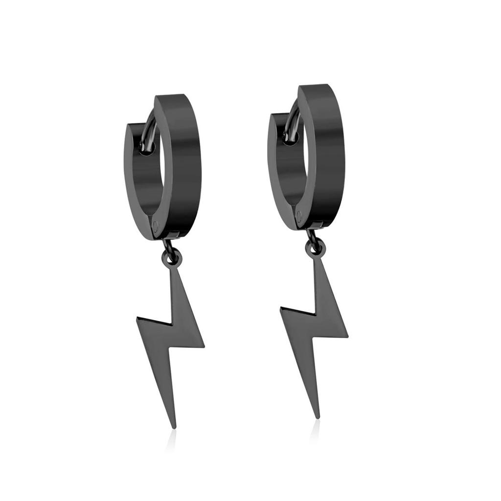 Punk Hip Hop Stainless Steel Hoops Earrings for Women Men Boy Teens With Thunder Lightning Dangle Premium Gothic Jewelry Gifts