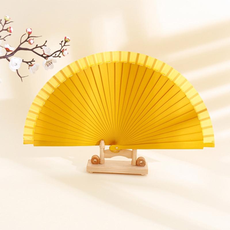 Traditional Wooden Hand Fan Classical Vintage Spanish Solid Color Folding Fan