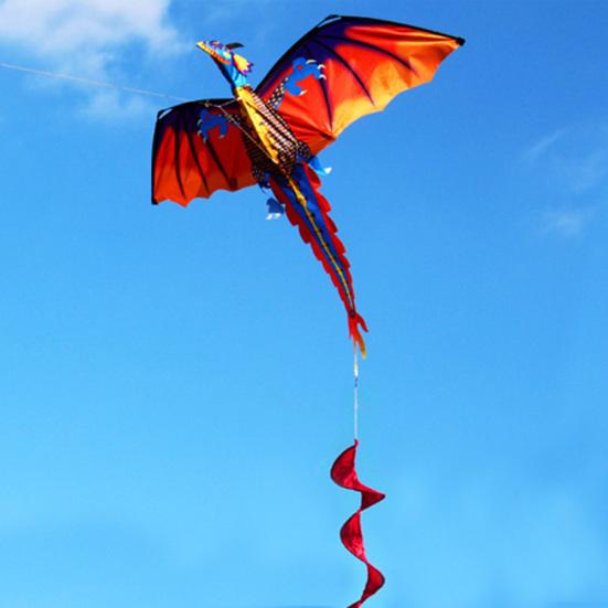 Outdoor Colorful 3D Dragon Flying Kite with 100m Tail Line Children Kids Toys