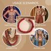 Colorful Beaded Necklace Ethnic Style Retro Design Adjustable Length for Party Stage Performance