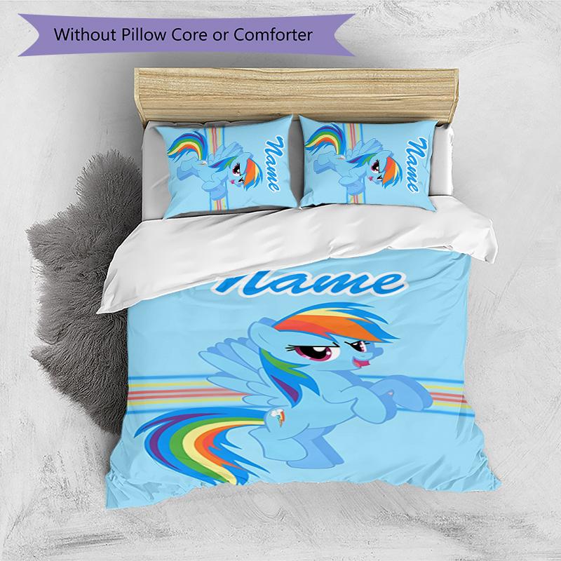 3pcs My Little Pony1 Cover Set - Personalized Name, HD Printed Bedding with 1 Cover and 2 Pillowcases - Perfect for Home Decor, Easy Care