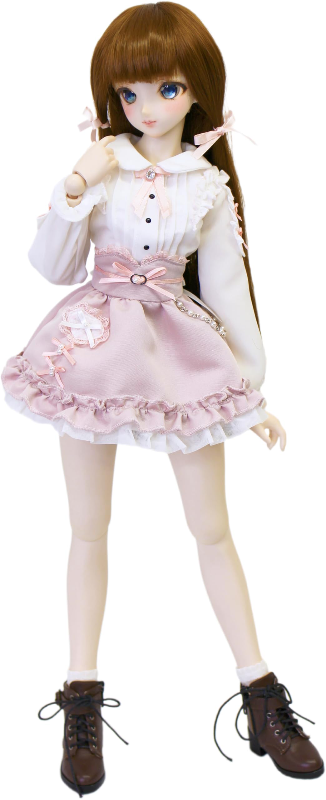 

[Petite Marie] Мини-юбка, подходящая для 13 DD, Серийный стиль, Белая блузка, Розовая юбка, 60 см (S-L Обхват груди) Кукла, Одежда для кукол BJD [Petite Marie]