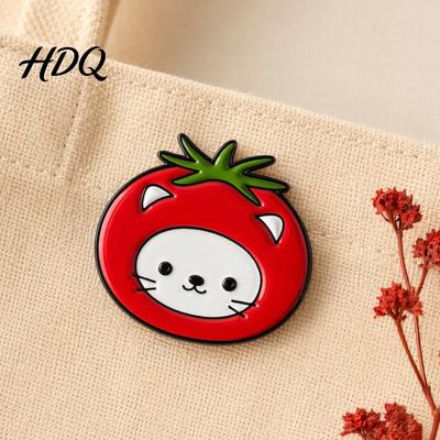 Embellished Collar Accessory Enamel Metal Brooch Pin Fruits Vegetables Cats Design Lapel Animal Bright Color Badge for Shirts Jackets Bags