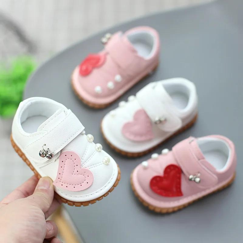 Children Shoes Lovely Heart Baby Soft Soled Walking Shoes Designer Comfort Anti Slip Casual Shoes Daily Versatile Girls Sneakers