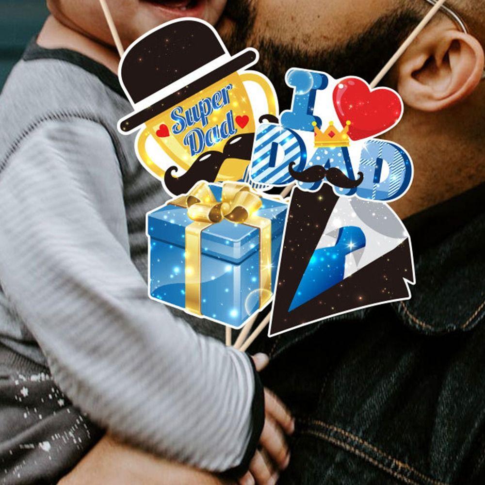 30pcs Blessing Father's Day Photo Props Blue Dress Up Costume Mask  Birthday Supplies