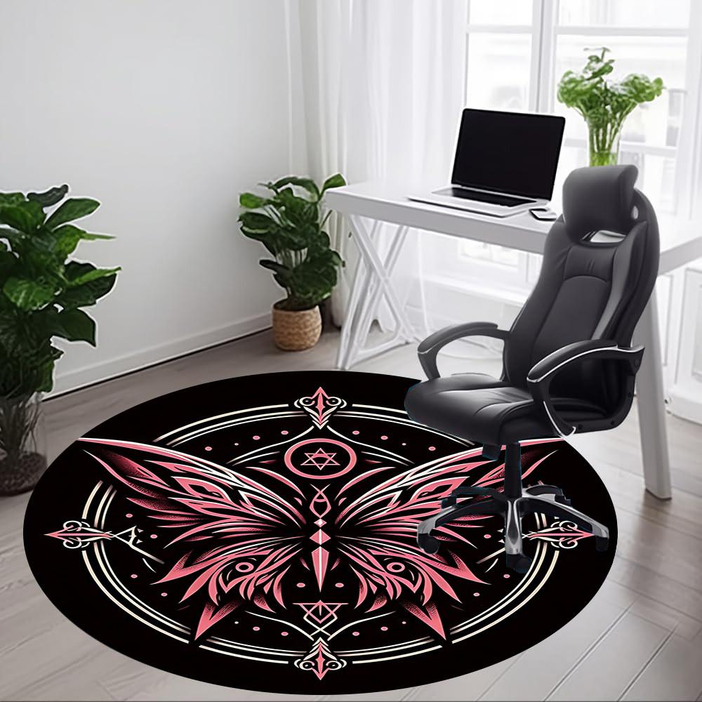 1 alfombra redonda de mandala de mariposa para oficina, debajo de sillas de oficina, dormitorio, sala de estar, decoración del hogar, decoración de habitación, disponible en varios tamaños