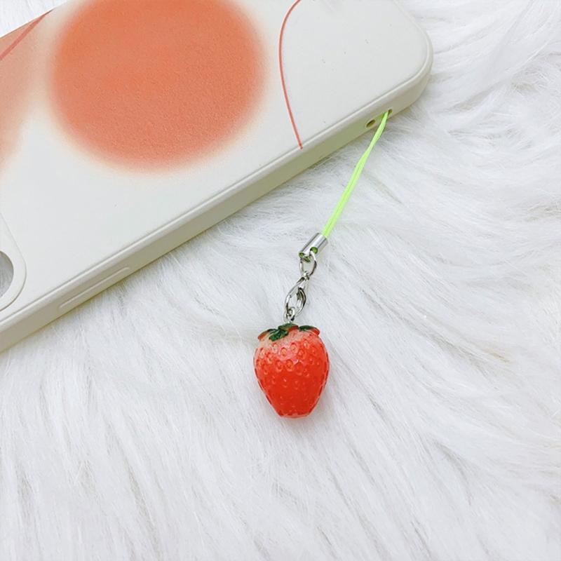 Multi Color Phone Lanyard Fruit Shapes Pendant Wrist Strap Detachable Phone Chains Keyring Portable Accessory for Women