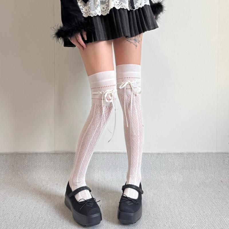 Fishnet Stockings Ballet Laces Up Thigh High Stockings Nylon Over the Knee Socks for Women Girls