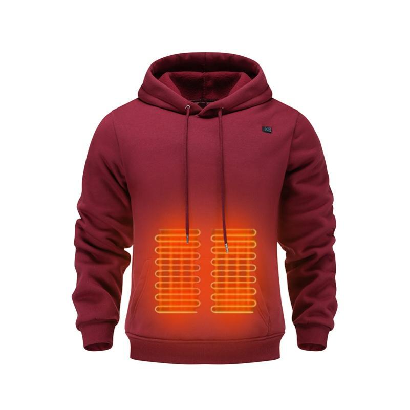 Smart Heating Sweater Hooded USB Electric Heating Warm Sweater Men s Five-zone 3-speed Thermostat Winter Men s Heating XS