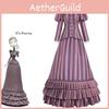 Victorian Gothic Striped Zombie Bride Cosplay Costume For Women Size S-xxxl