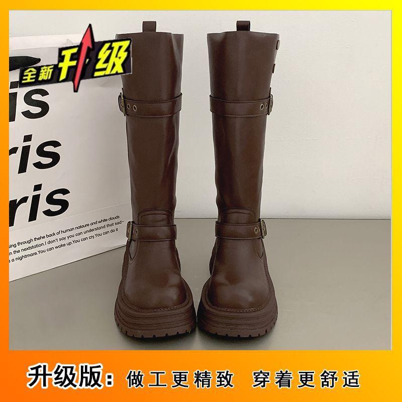 

Versatile college style retro fashion Martin boots autumn and winter high boots belt buckle adjustment fashion boots women 40