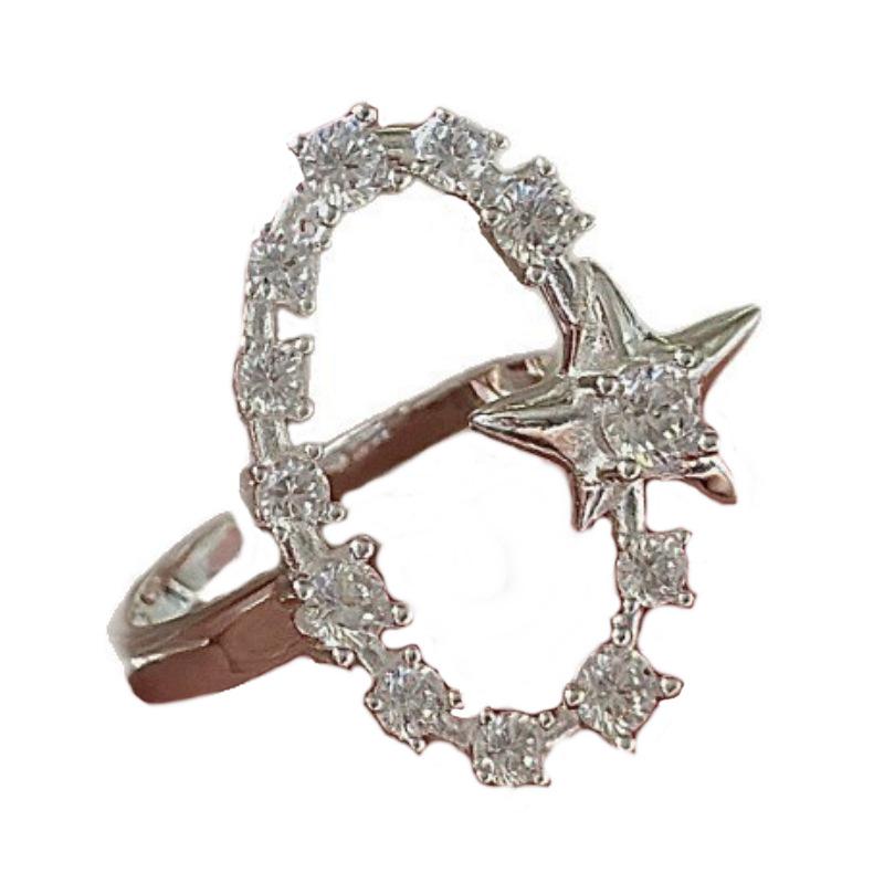 Shiny Star Oval Women's Open Adjustable Ring - Exaggerated Fashionable Versatile Index Finger Ring