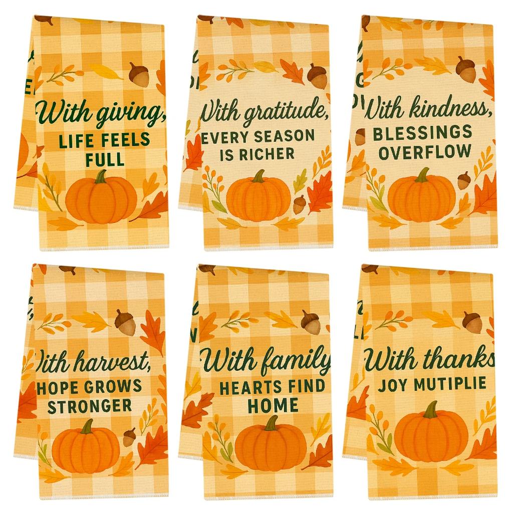 2/4/6pcs set Kitchen Towels Autumn Thanksgiving themed mapleHand Towels Christmas Decorations for Home Noel Dish Towels Gifts