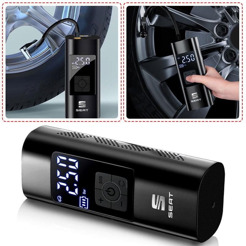 1Pcs Car Tire Inflator Smart Digital Inflatable Pump Emblem Accessories for SEAT Leon FR 5 6 MII Altea 5F Ibiza Toledo Cordoba Alhambra MK3