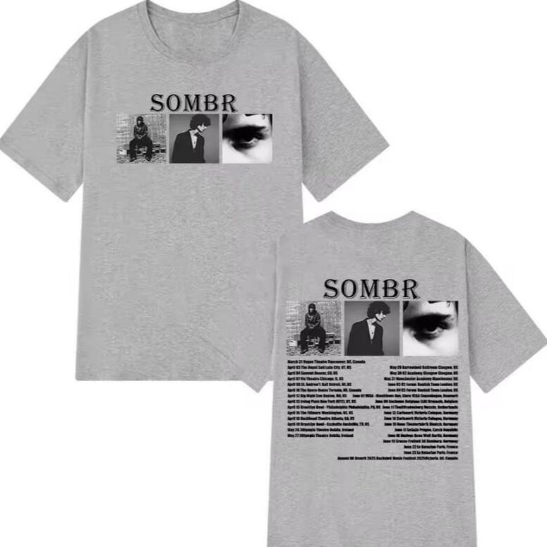 2026 Summer Fashion Trendy Tee Men Women Vintage Top Sombr Tour T-shirt Hip Hop Streetwear Oversized Tshirt Short Sleeve Casual Clothing