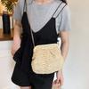Chain Strap Straw Shoulder Bag Hollowed Out Beach Bag Trendy Chain Crossbody Bag  Girl