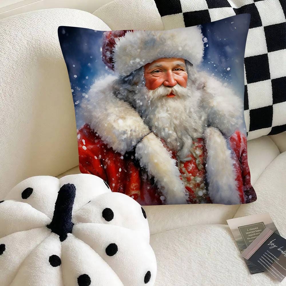 Santa Claus Pillow Case Fashion Square Pillowcase Bedroom Sofa Room Ins Decoration Leisure
