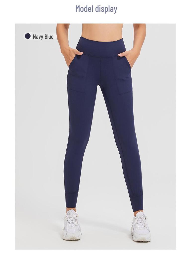 Women's High-Waist Seamless Yoga Pants with Pockets - Peach Lift, Non-Slip, High Elasticity