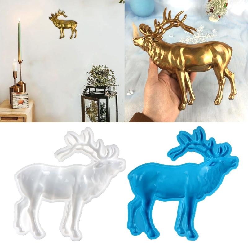 3D Animal Resin Mold Epoxy Resin Mold with Realistic Elk Shapes Fine Carved Silicone Mold for Wall Desktop Décoration
