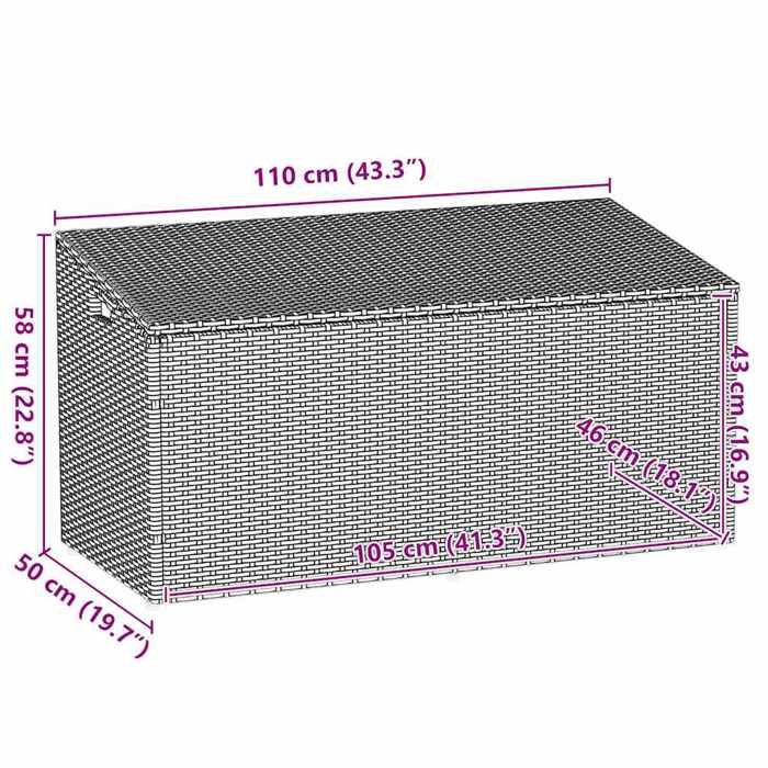 VidaXL Garden Storage Box Grey 110x50x58 Cm Woven Resin, Garden Storage Chest, Storage Box of 4104071