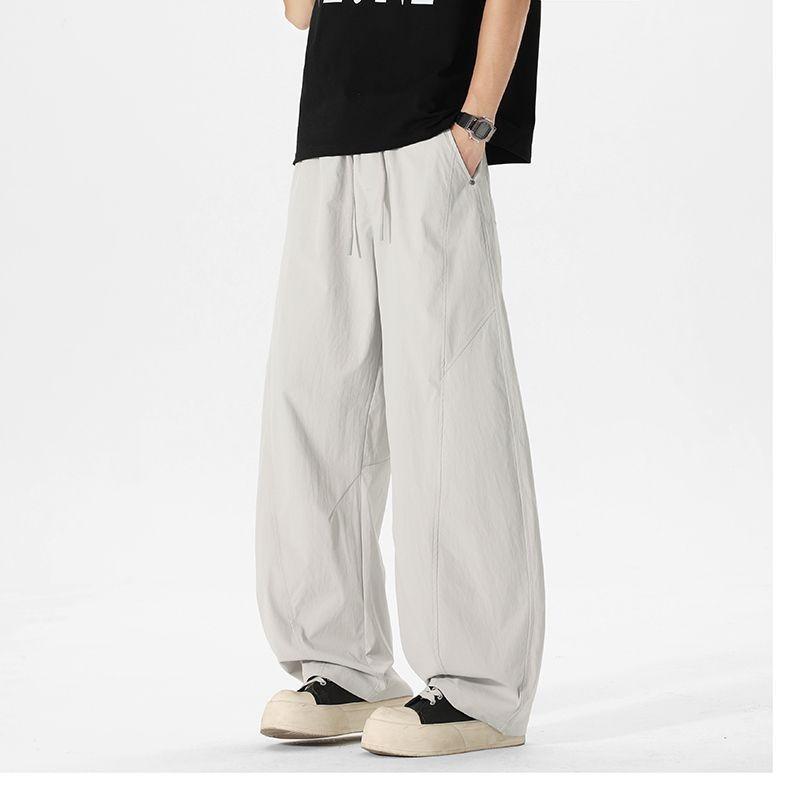 Mens Loose Straight Wide Leg Quick Dry Breathable Casual Work Pants