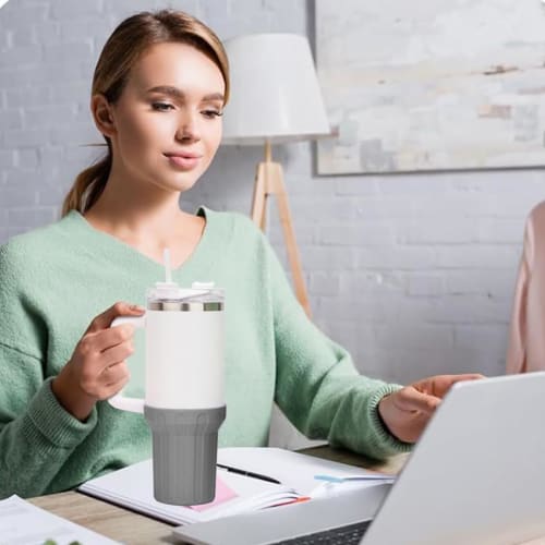 Non-Slip Silicone Boot Cup Bottom Cover, Protective Silicone Boot, Water Bottle Bottom Sleeve for Stanley 30oz/40oz Quencher Adventure Tumblers (Black