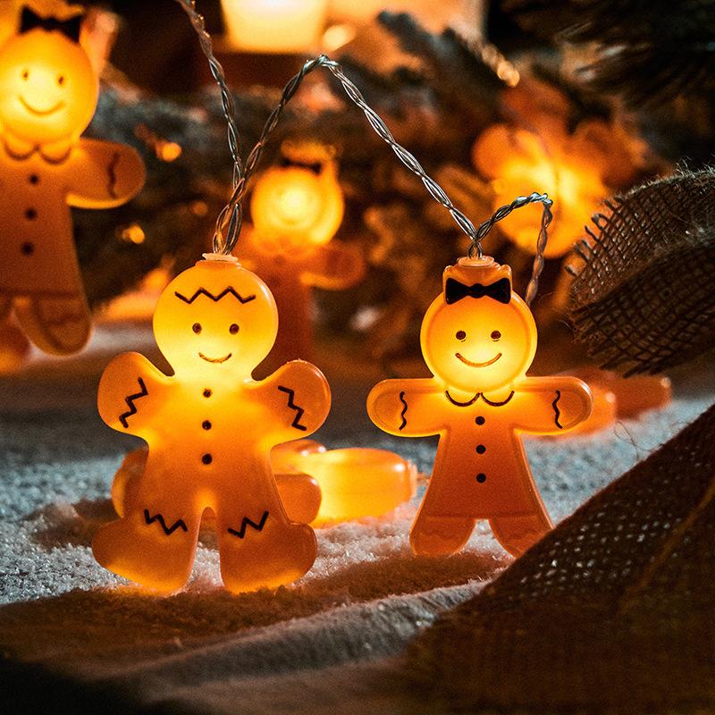 10LED Gingerbread Man LED String Lights Christmas Home Decoration Home Xmas Tree Hanging Ornaments New Year Holiday Party Lights