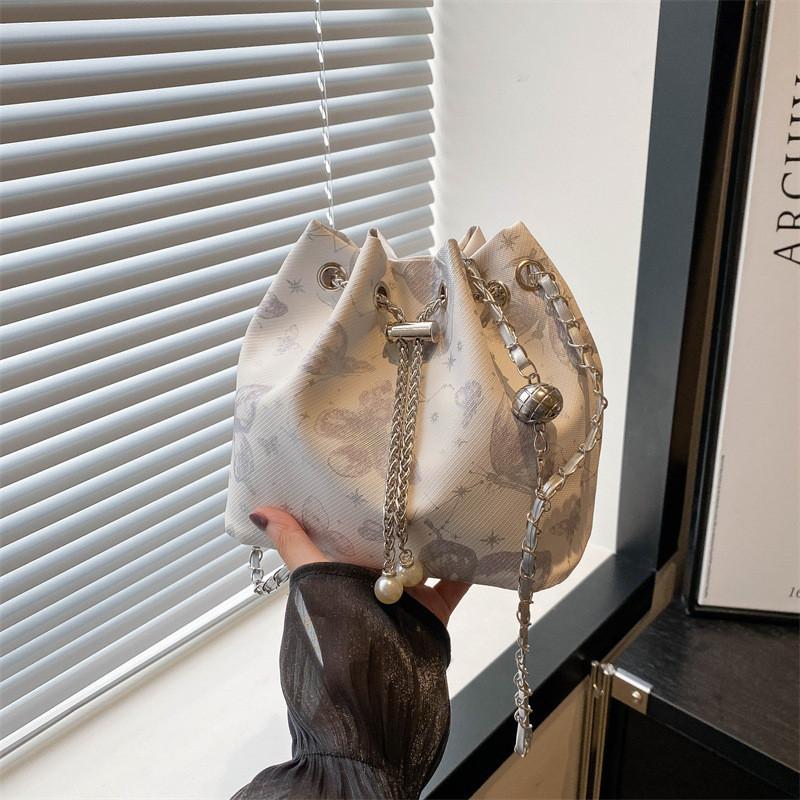 Fashionable Street Style Bucket Bag Simple Pu Shoulder Bag With Phone Pocket