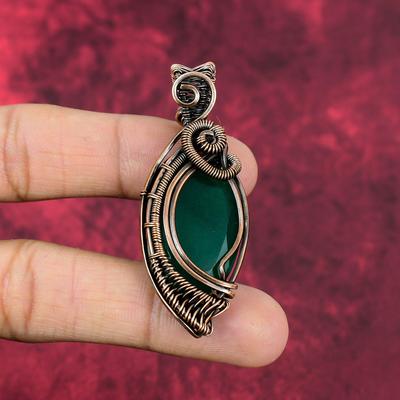 Faceted Zambian Emerald Pendant Copper Wire Wrapped Pendant Handmade Gemstone Pendant Copper Wire Wrap Jewelry Gifts For Her Amazing Pendant