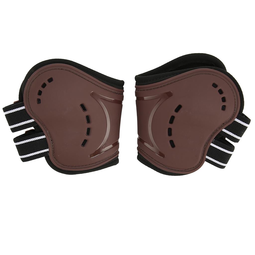 Horse Fetlock Boots Breathable Impact Absorbing Air Perforated Horse Hind Legs Boots for Fetlock Injury Protection Brown