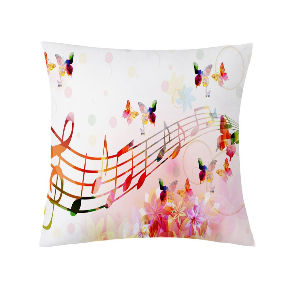 Retro Music Notes Double-Sided Printed Pillow Cover Short Plush Suitable Living Rooms Bedrooms Sofas Throw Cushion Cover