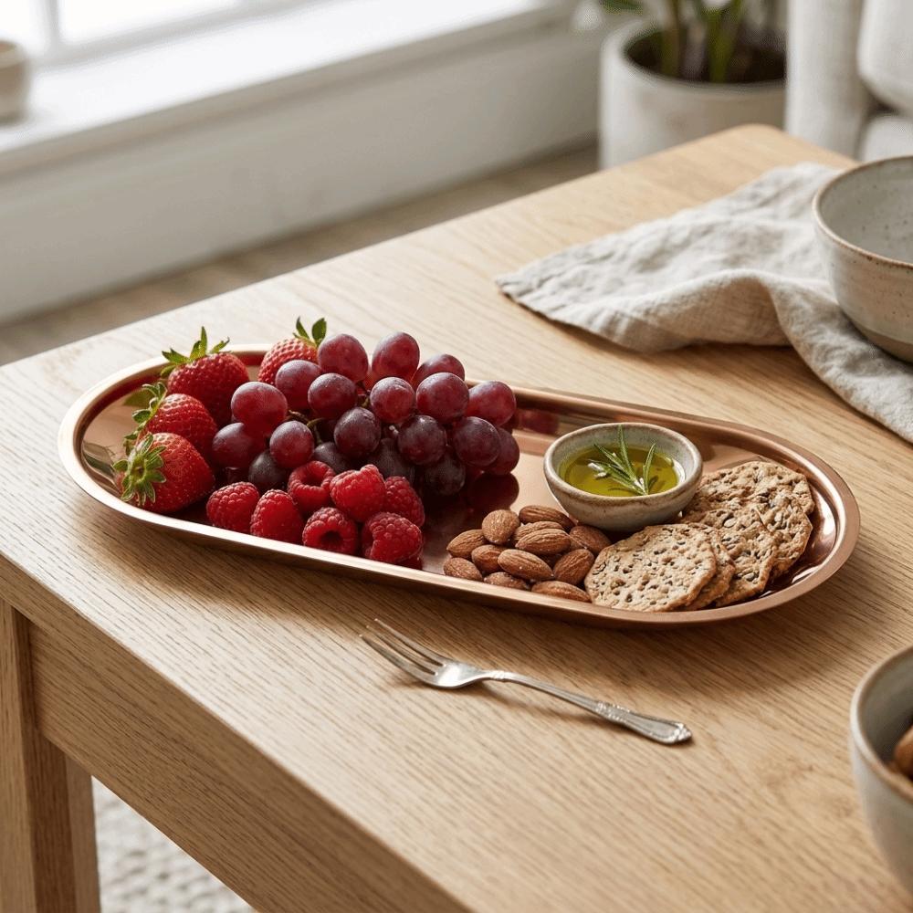 Rustless steel Towel Tray Oval Outline Storage Tray Decorative Look Display Dish  Fruit Nut Storage