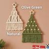 ZDQ Aesthetic Woven Christmas Tree Macrame Tapestry Wall Hanging Pendant with Decorative Tassel Cotton Rope for Apartment Decor