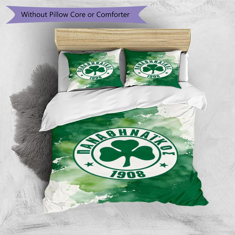 3pcs Duvet Cover Set (1*Duvet Cover + 2*Pillowcase, Without Core), Panathinaikos FC Print Bedding Set, Bedroom Decor, All‑Season, Gift