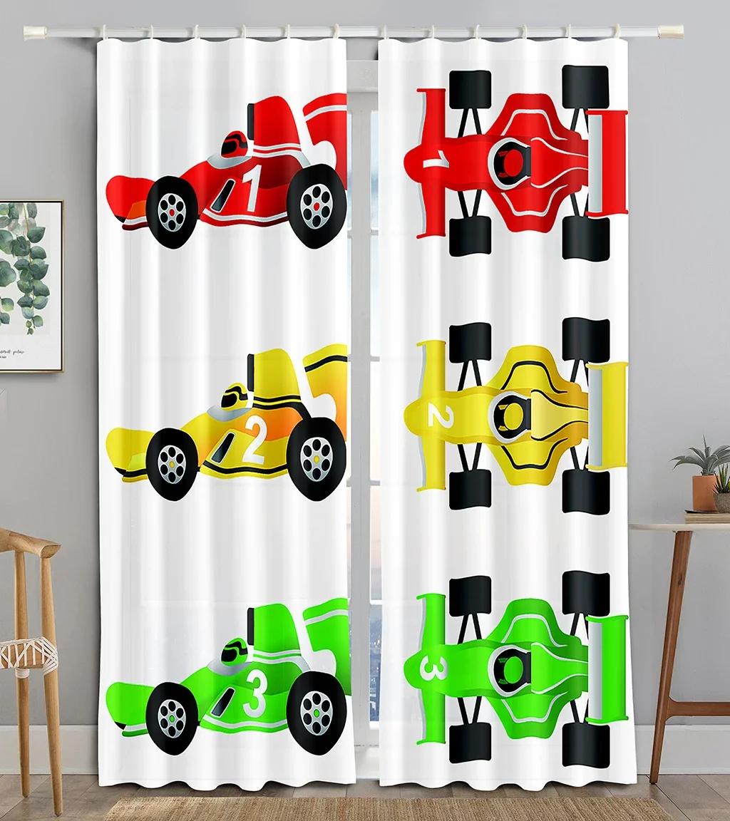Cartoon Traktor Lkw Bagger Bulldozer Kind Vorhänge Jalousien für Jungen Zimmer Küche Windows Lange Cortinas Fertige Behandlung 100W160H(CM)40x63in&Grommet Top