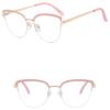 Women's Glasses Anti-Blue Light Fashion Personality Art Retro Cat Eye Metal Plain Glasses Driving Students' Street Shot Commuting Glasses