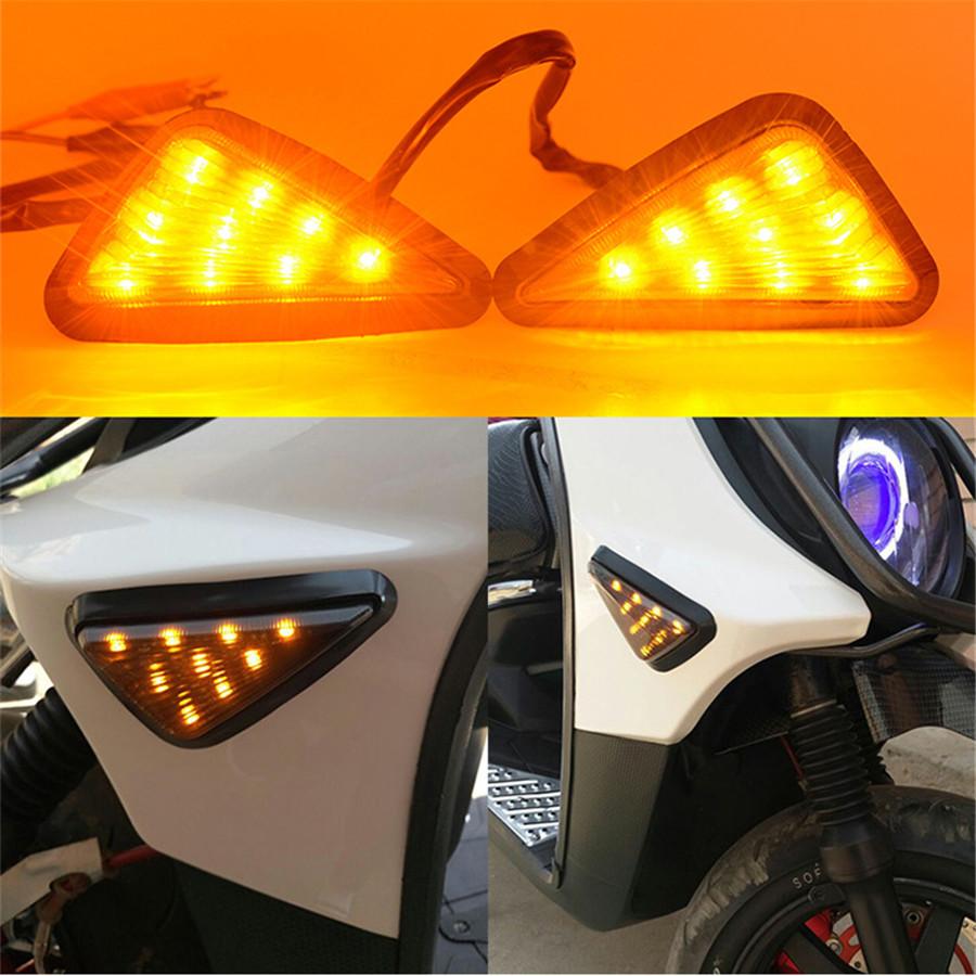 

Motorcycle Smoke Triangle Flush Mount Turn Signal Indicators Amber 9 LED Light 1 Pair 12V