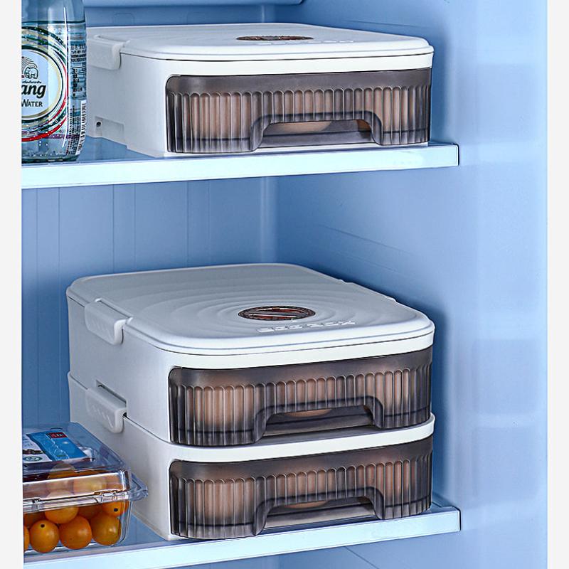 Cutie de depozitare pentru ouă cu tragere și împingere Suport pentru ouă de capacitate mare pentru frigider, cutii de depozitare pentru ouă în stare proaspătă de uz casnic